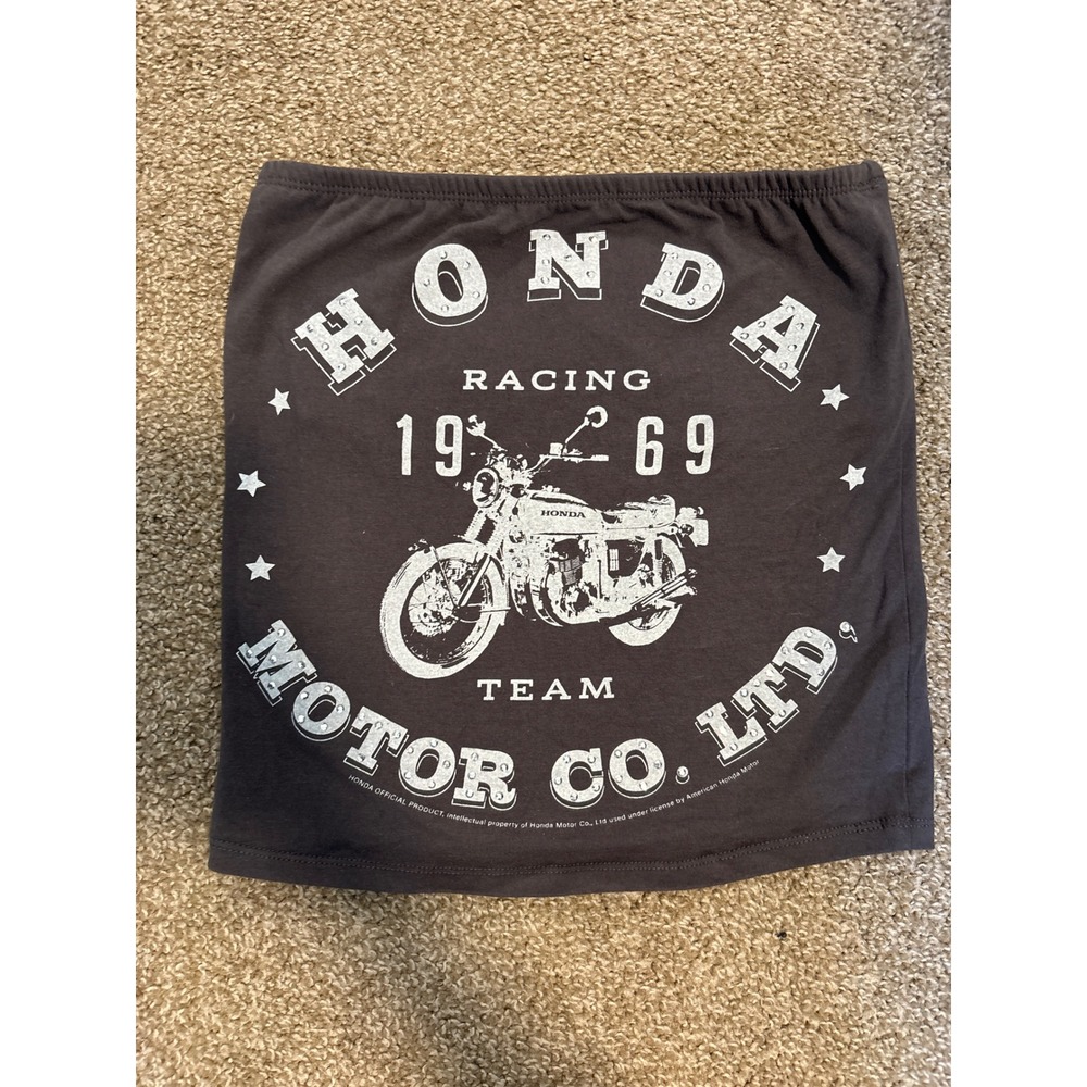 Honda Tube Top Women Small Gray Excellent Racing Motor Co Graphic Biker Y2K